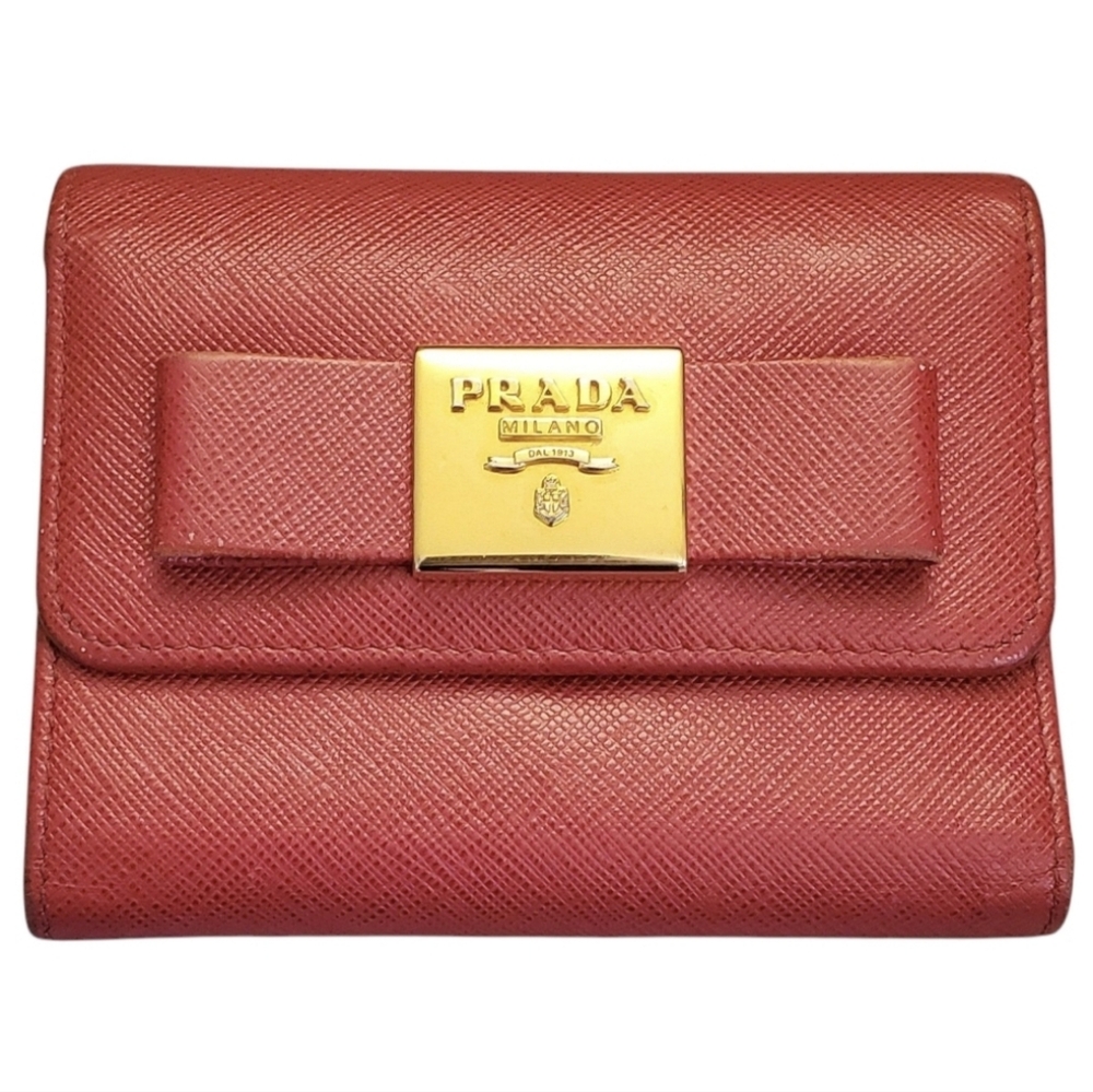 PRADA Bow Bi-Fold Wallet in Saffiano Leather